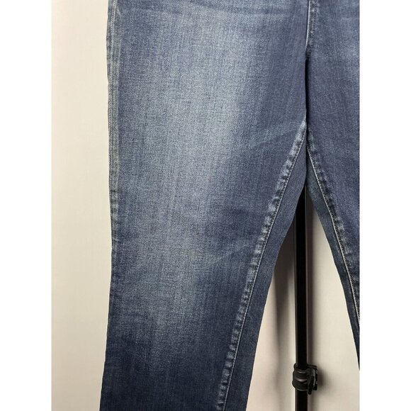Kut From The Kloth Dark Blue Distressed Wash Straight Leg Denim Jeans Size 12 - Picture 5 of 8